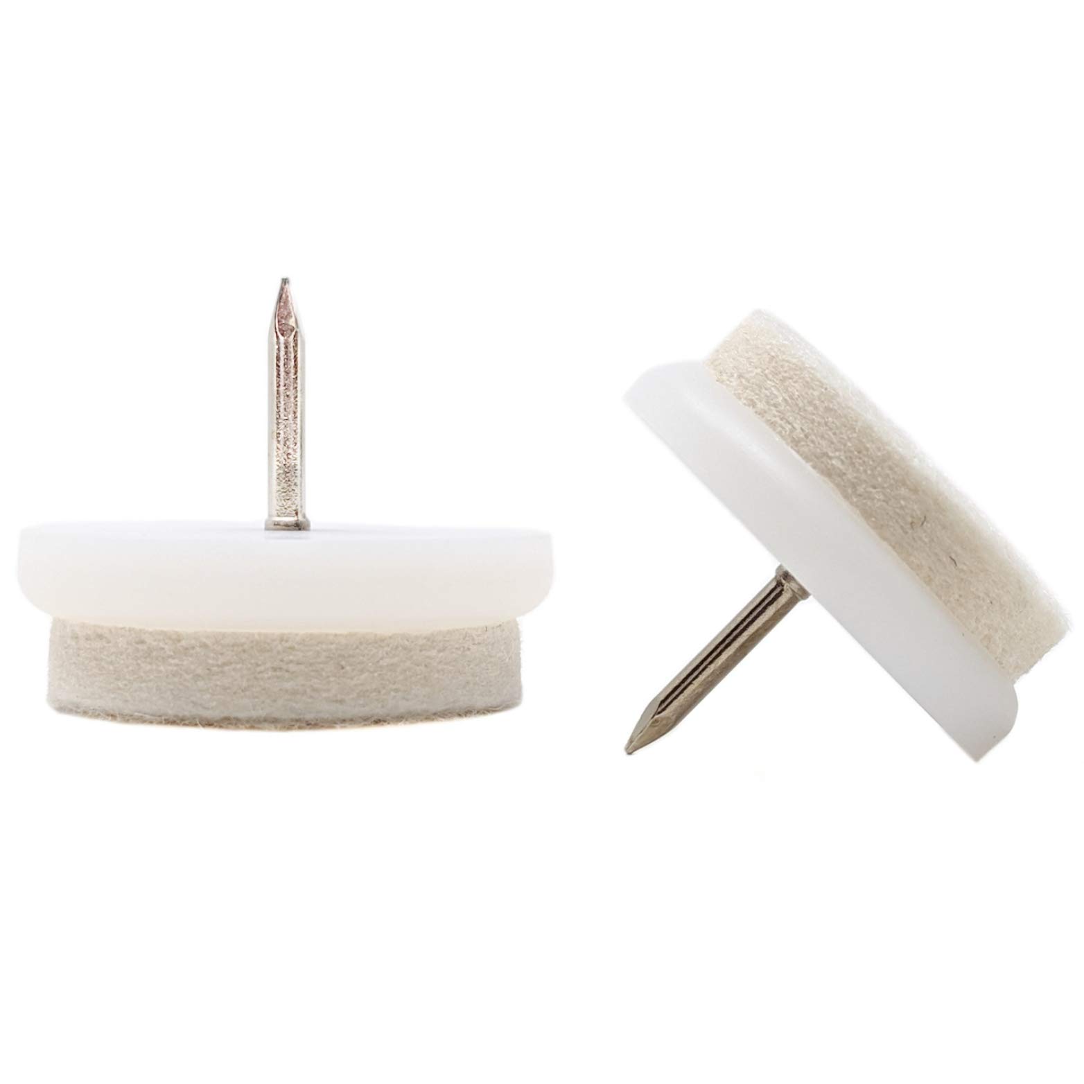 Felt Furniture Gliders. Nail In Chair Sofa Feet Pads (White, 32mm, 100 Pack, Free 2mm Drill Bit)- (See Second Image for Dimensions) Quality Floor Protectors by Keay Vital Parts- Made in Germany โ image 1