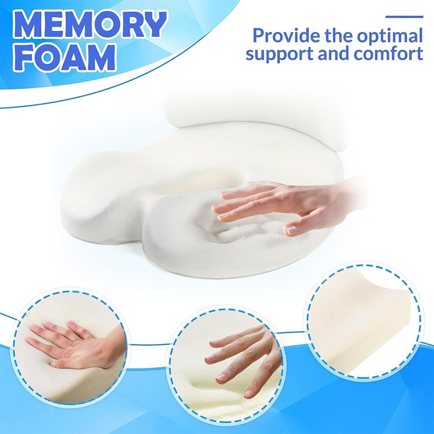 Cuscino ergonomico in memory foam per sedia e auto, design traspirante, cerniera staccabile, supporto per fianchi e vita, sollievo dallo stress per ufficio e viaggi