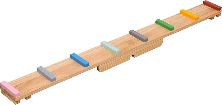 Funphix Genuine Wood Seesaw & Balance Beam Indoor Gym for Kids & Toddler Ages 2-10 - Versatile Modular Design, Paintable for Custom Look, 61x5.5x10.6, Montessori Experience for Home
