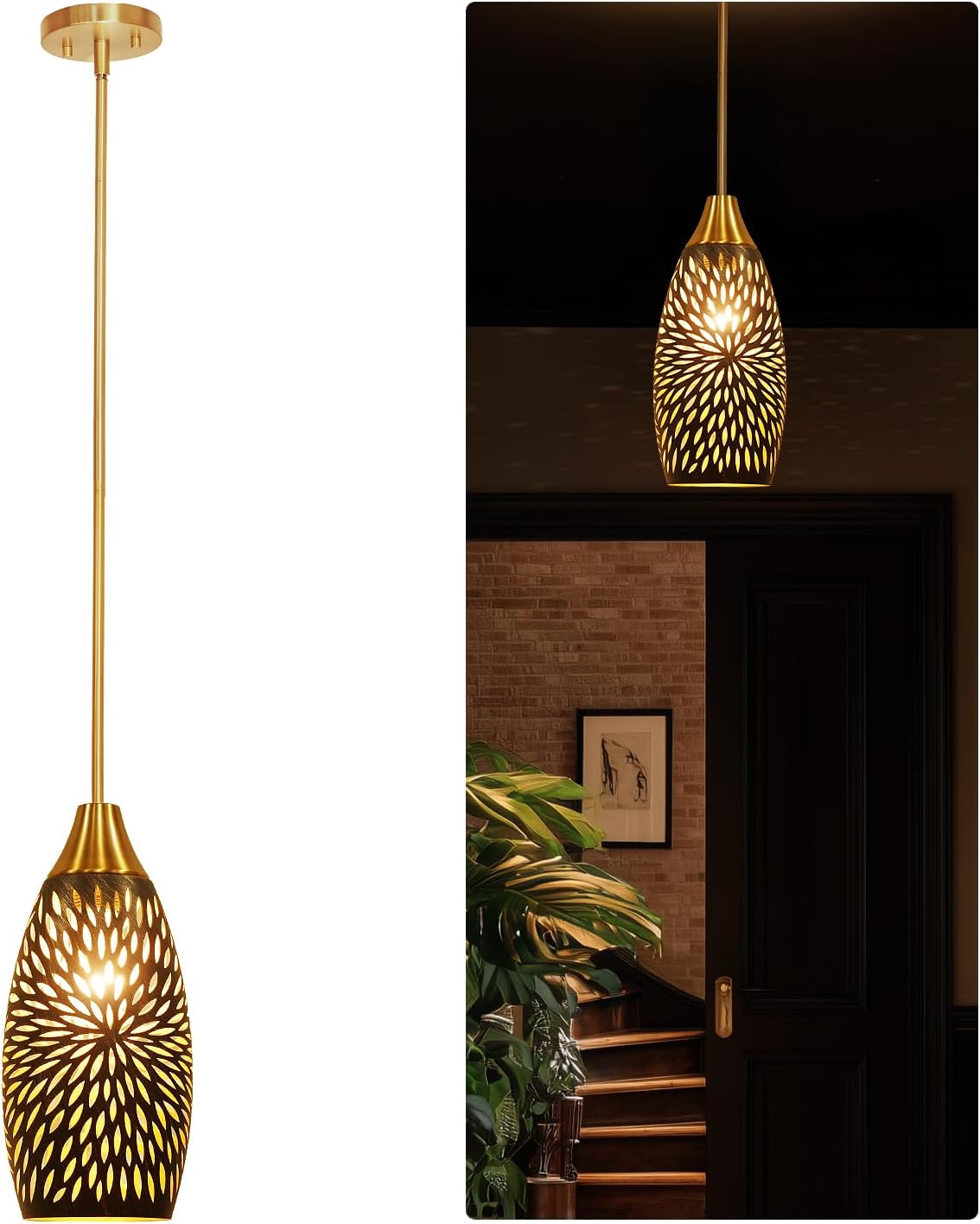 ALUCSET Pendant Lights for Kitchen Island Wide 4.8'' Height 7.8'',Adjustable Hanging Pendant with Plug in Cord for Kitchen Island,Dining Room and Living Room