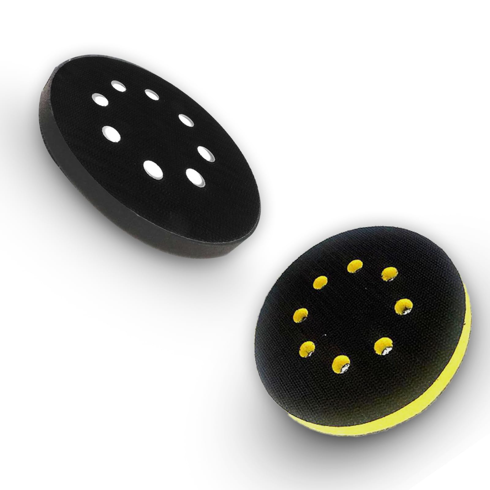 2Pcs 125mm Soft Sponge Interface Pad, 5 Inch 8 Holes Foam Sanding Pad, Hook and Loop Soft Sanding Interface Pad, Sponge Sander Backing Disc, Shock-Absorbing Cushion Buffer Pad for Orbital Sander