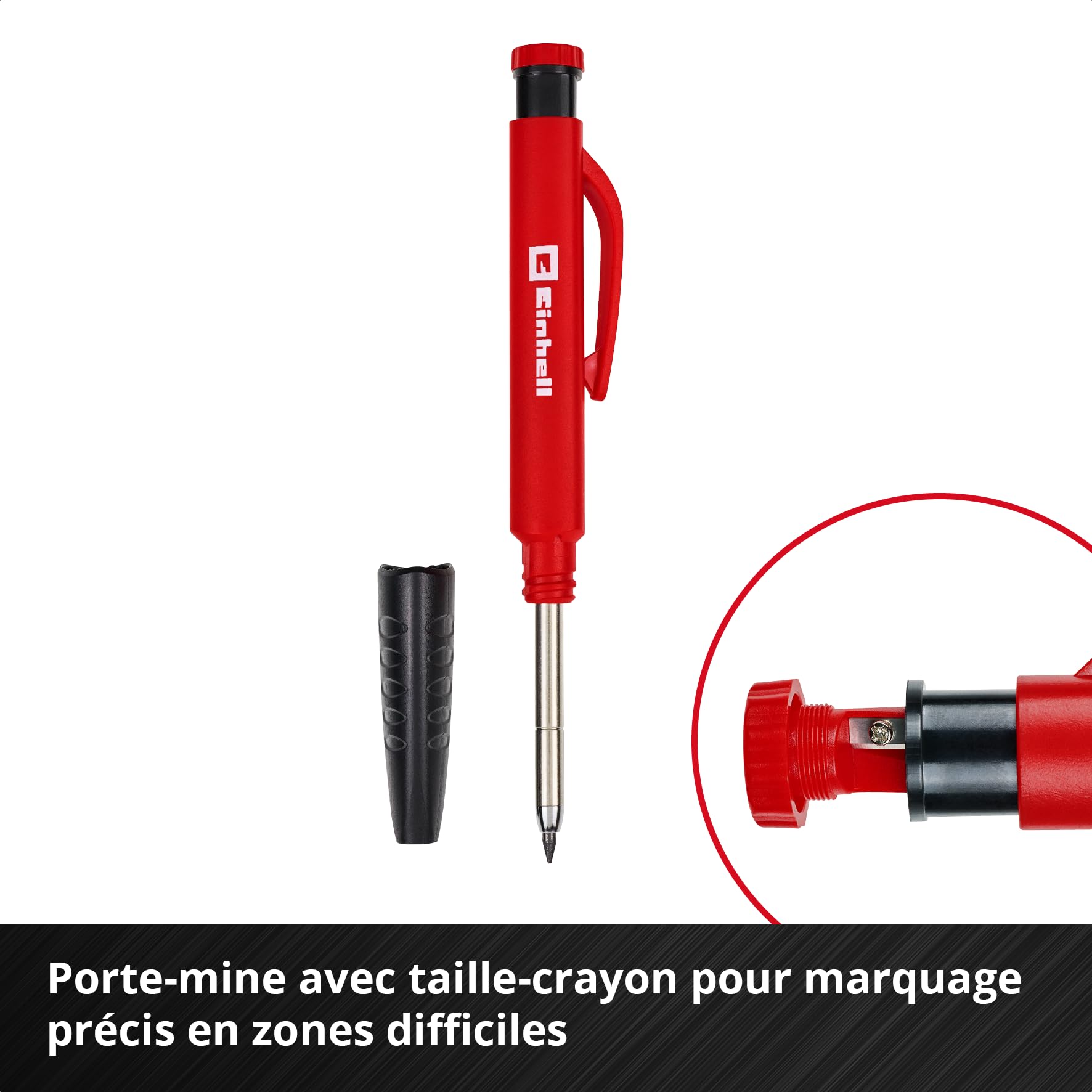 Einhell 2 pièces jeu d’équerres de butée, 200/400 mm | Angles de 90° / 45° | graduations mm / pouces | fiole | trusquin | ouvertures de traçage | profilé en aluminium | porte-mine