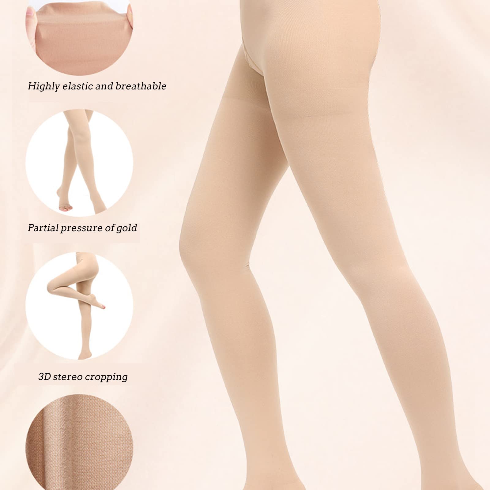 15-20 Calcetines de compresión Soporte de Punta Cerrada Calcetería médica graduada para Venas varicosas Atletismo Correr Vuelo Soporte de Viaje Edema Embarazo,Flesh,L (Black S)