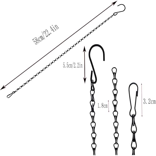 Miniatura 2 de Paquete de 10 cadenas colgantes decorativas de 22.4 pulgadas, cadenas de gancho para comederos de pájaros, macetas, linternas, campanillas de