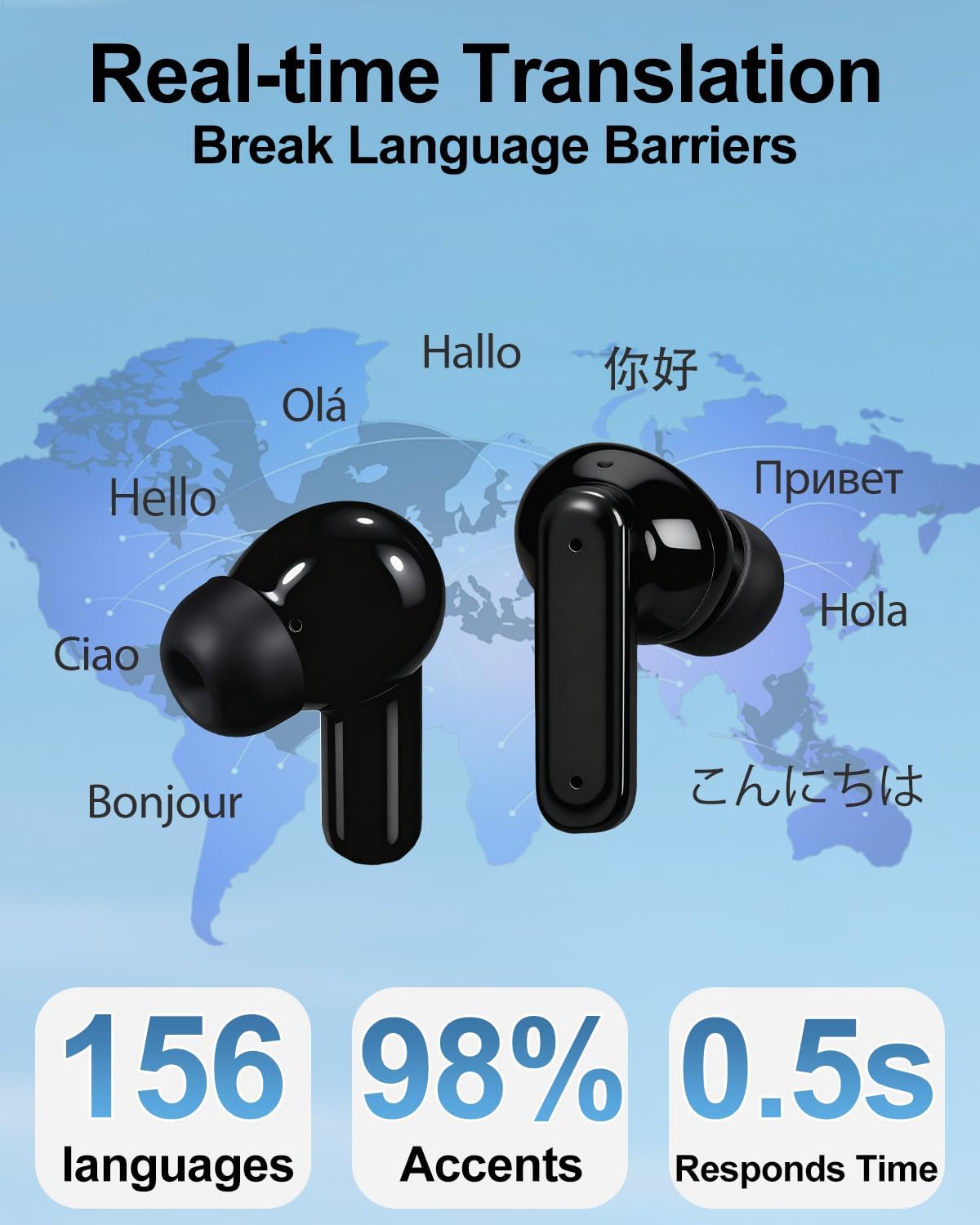 AI Translation Earbuds Real Time, Audifonos Traductores Inglés Español image 2