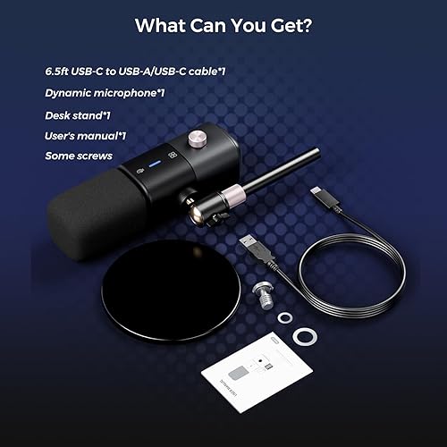 Miniatura 8 de NearStream Micrófono dinámico XLRUSB con cancelación de ruidocontrol de volumenconector de auricularessilencio, micrófono de transmisión para