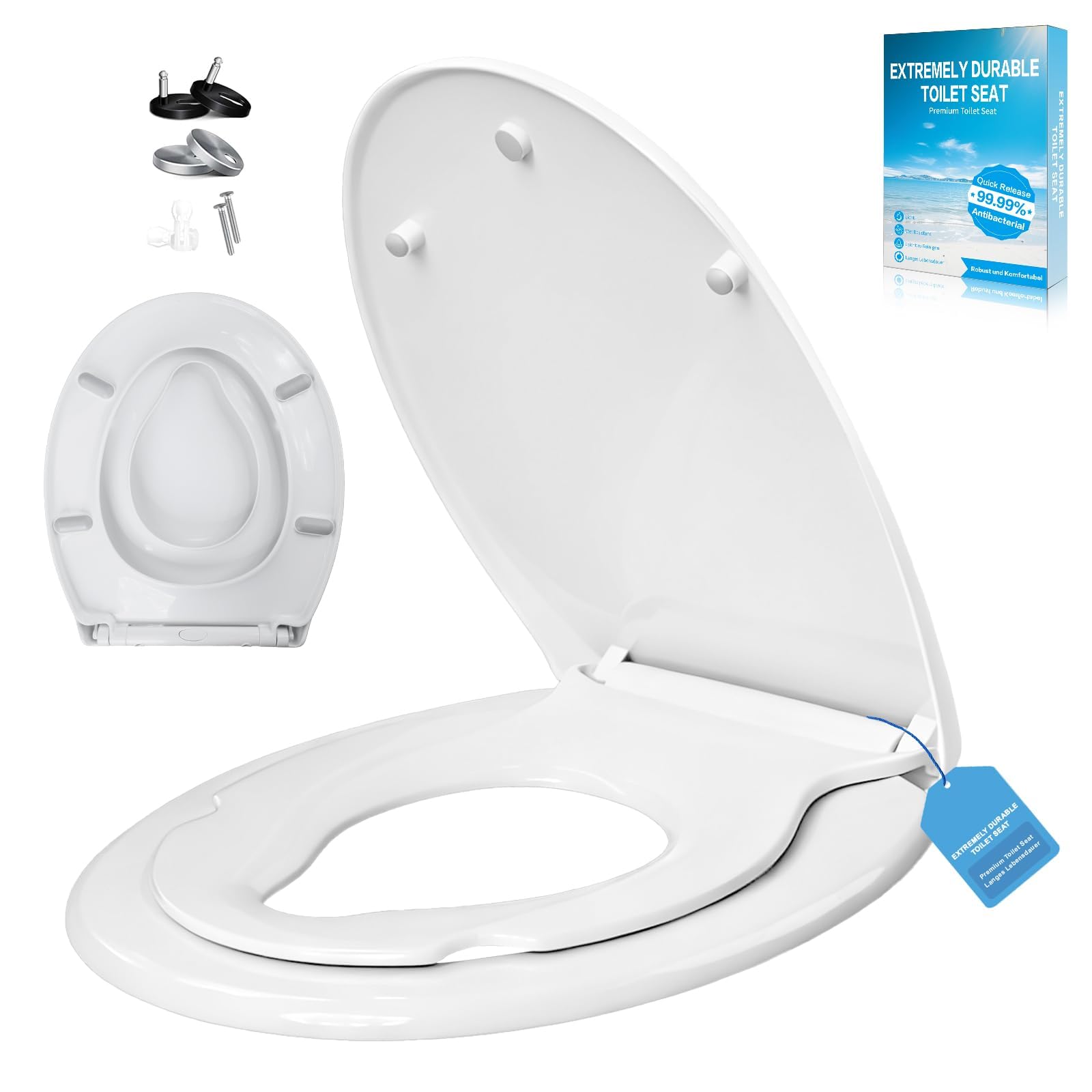 Toilettendeckel mit Kindersit,Antibakteriell & UV-beständig | Klodeckel mit Kindereinsatz,kl.WC Sitz einfache Montage, bis 250 kg,mit Quick Release Funktion