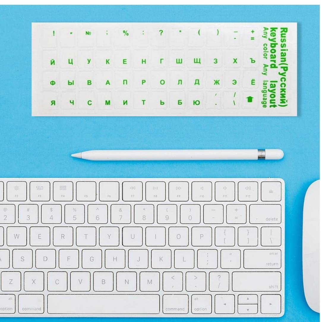 Adesivi per Tastiera Russa Trasparente 2pcs Layout Russia Lettere di Etichetta Alphabet per Laptop per Pc per Computer Notebook