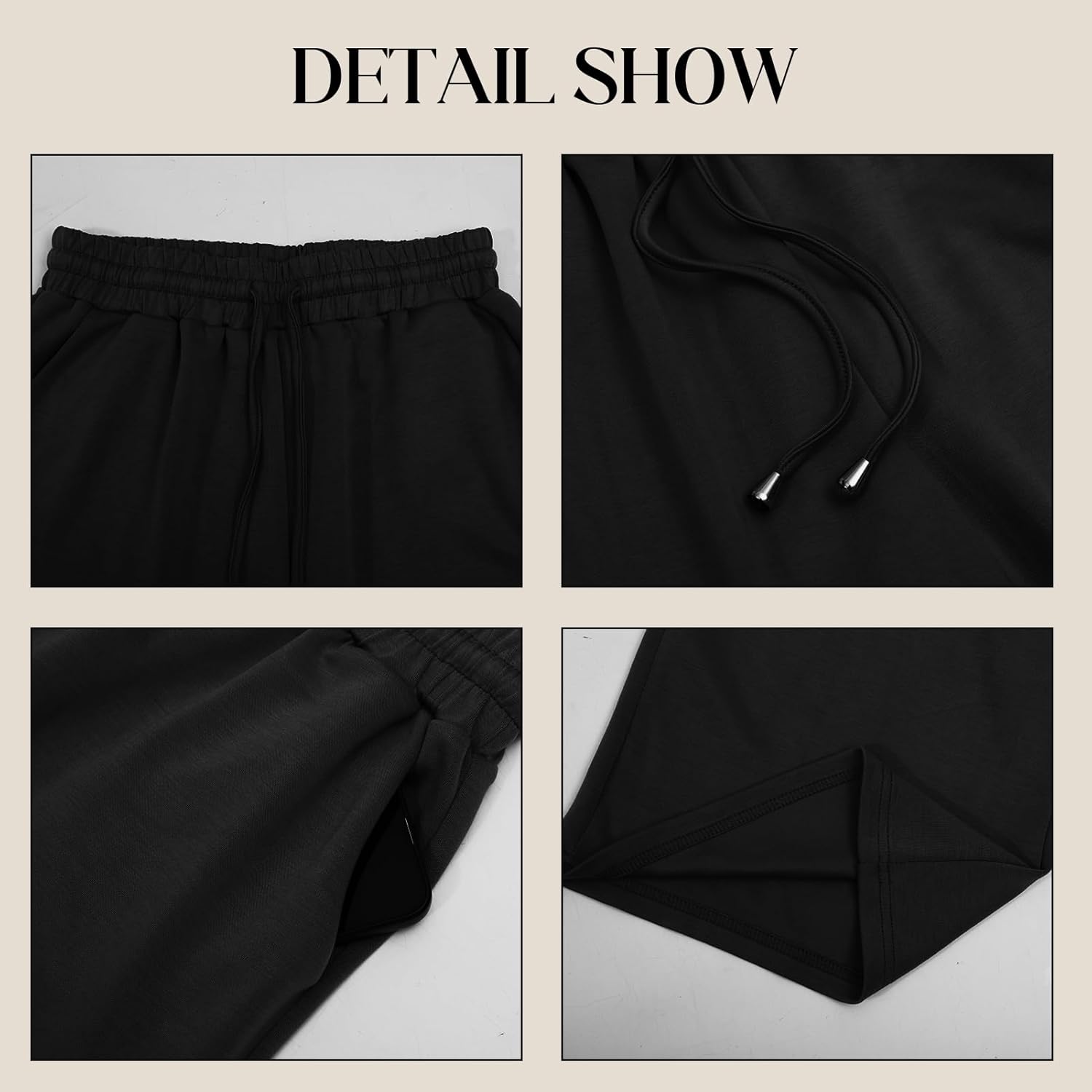 HOUZONIY Womens Wide Leg Sweatpants High Waisted Drawstring Straight Leg Baggy Comfy Casual Trendy Pull On Pockets Pants - Image 6