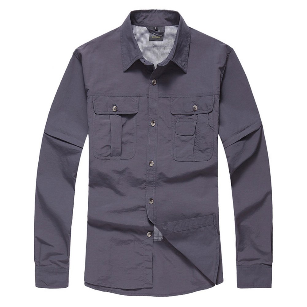 Uomo Outdoor Sport assorbente rimovibile traspirante manica corta camicia + pantaloni assorbente traspirante ad asciugatura rapida per il tempo libero Set, Grau, XXXL