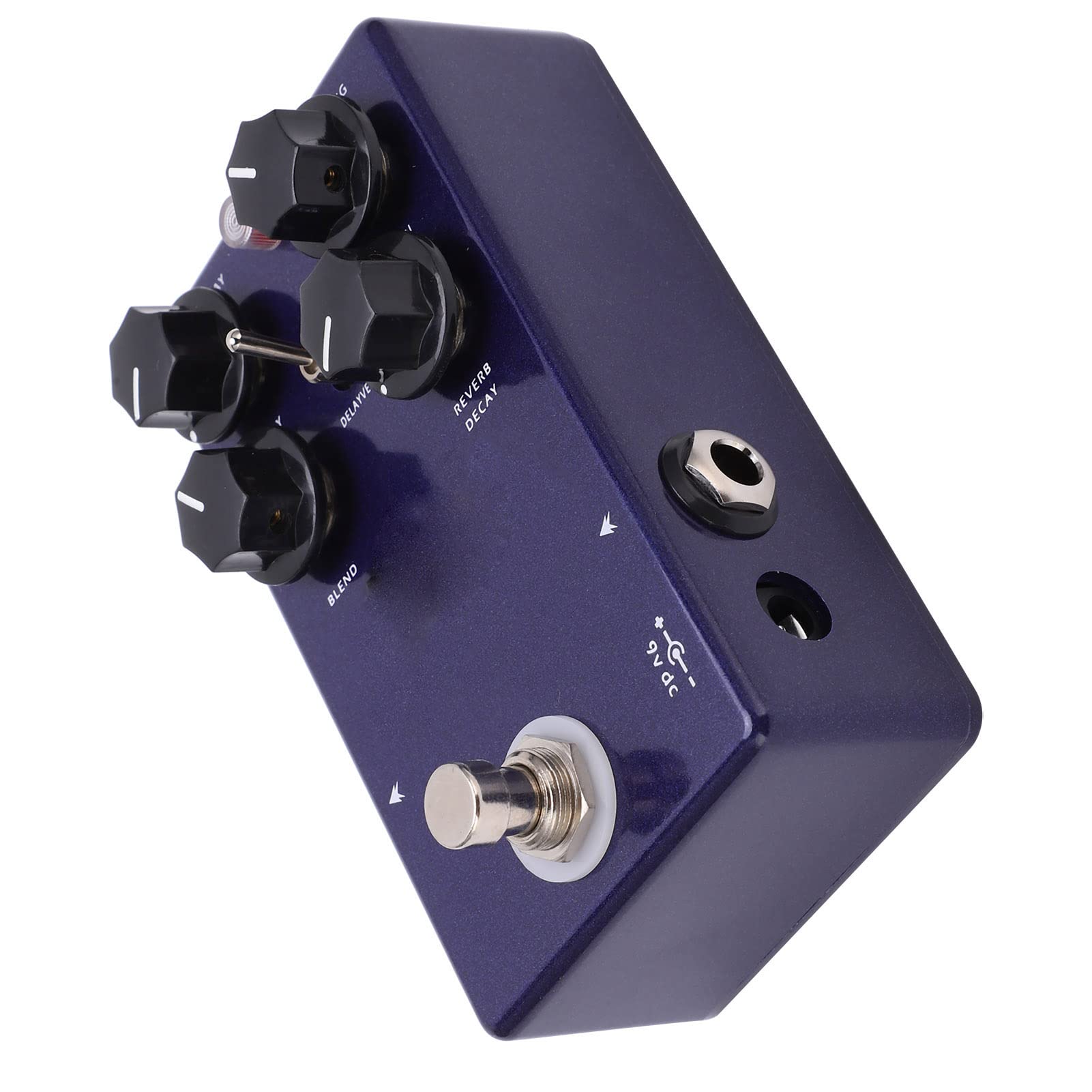 VGEBY Pedał Efektów Gitarowych, Cyfrowy Pogłos Opóźnienia z Czasem Opóźnienia 1300 Ms i Efektem Sky Reverb, z 4 Pokrętłami Sterującymi i metalową obudową, do Elektrycznej Gitary