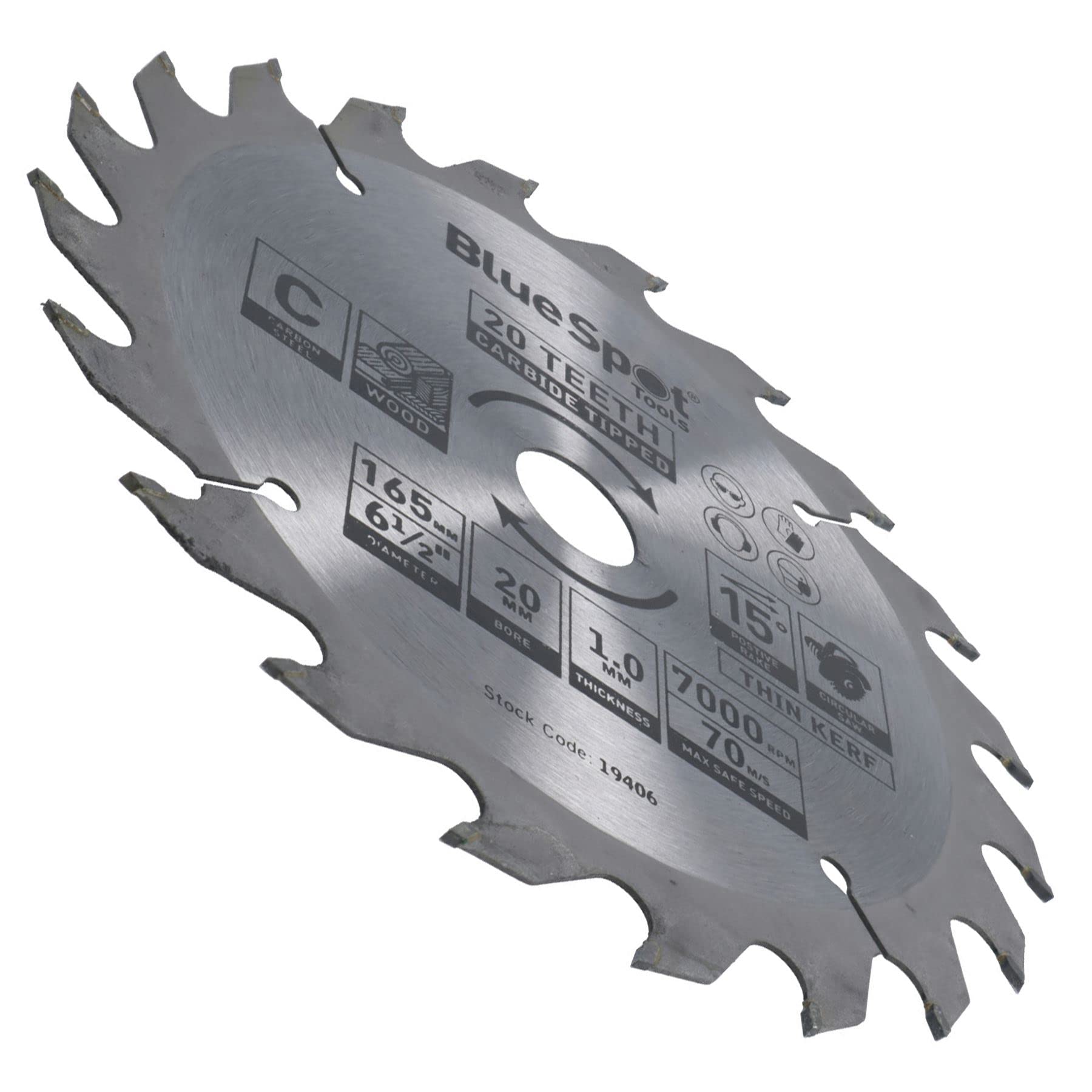Brzeszczot do piły tarczowej 165 mm x 20 mm 20 zębów TCT gruba tarcza tnąca drewno 5 szt