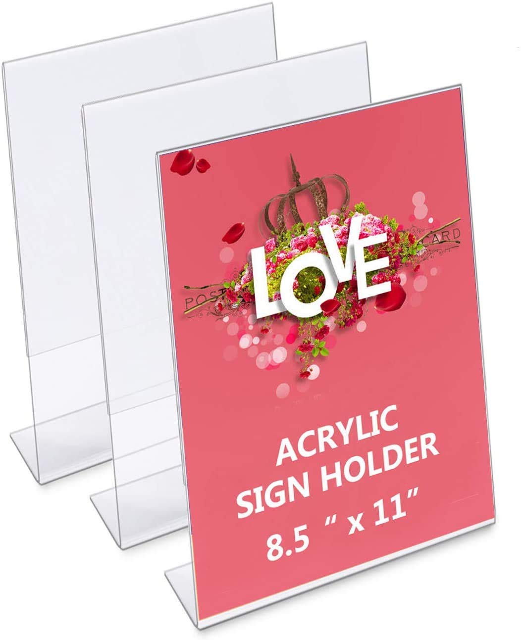 Lakhaji Acrylic Display Stand Tent Card Holder 3pcs x A4 Portrait Size 8.25 inch x 12 inch A4 L Stand (Transparent 2)