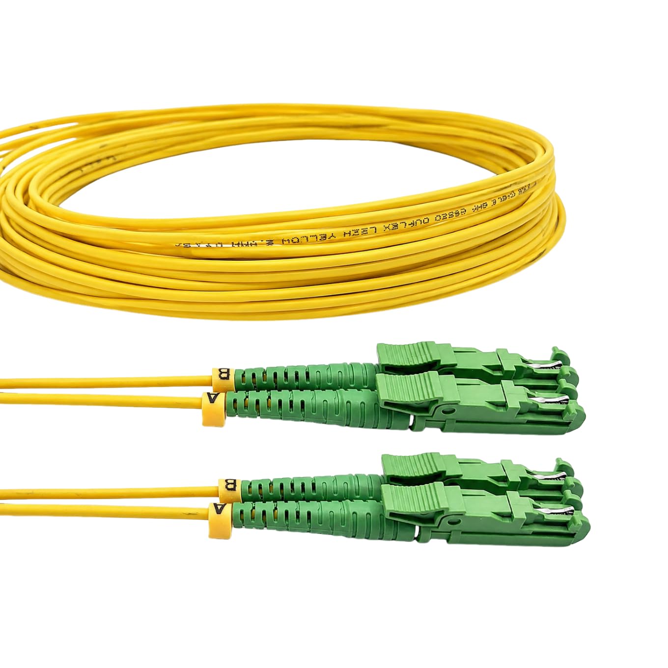 Elfcam® Glasfaserkabel E2000/APC auf E2000/APC, Duplex-Monomode, 9/125 μm, optischer Jumper, LSZH (20 m)
