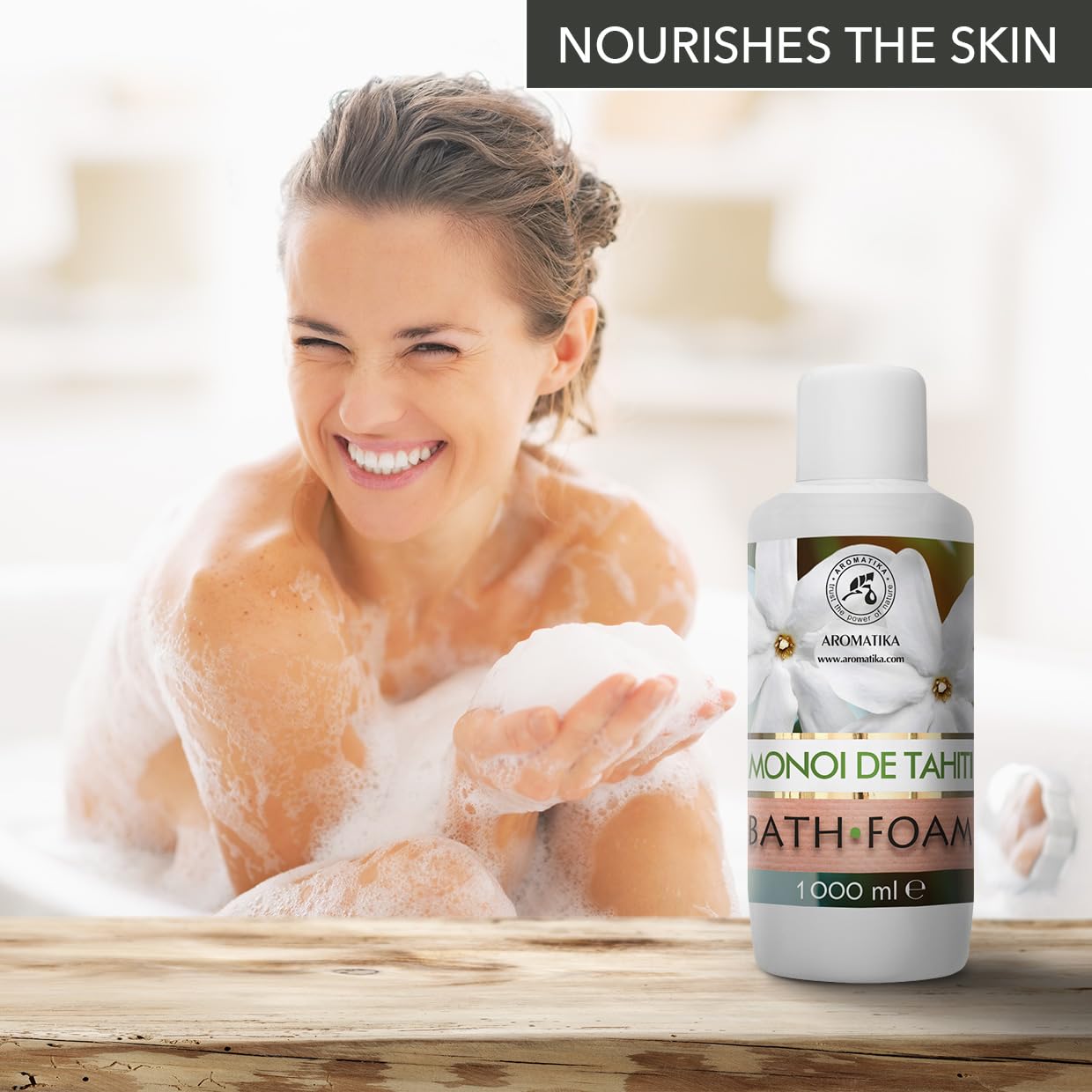 Espuma Baño de Monoi de Tahiti 1000ml - Belleza - Cuidado del Cuerpo - Bienestar - Relajación - Fragancia Exótica - Aromaterapia - Spa - Baños de Burbujas - Bath Foam Monoi de Tahiti