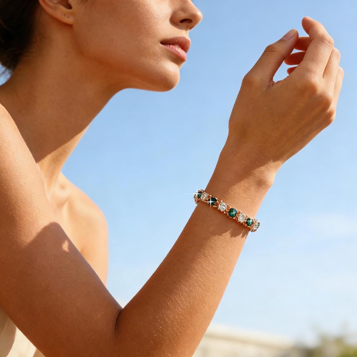 Boho Red Tennis Chain Bracelet Gold Ruby Tennis Bracelet Bead Cz Bracelet Crystal Ruby Bracelets Crystal Hand Chain Bracelet Jewelry for Women - Image 7