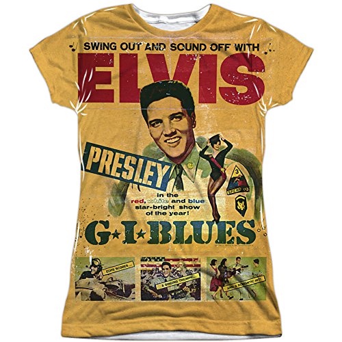 T-shirt con stampa di Elvis Presley King of Rock G.I. Blues bianco L