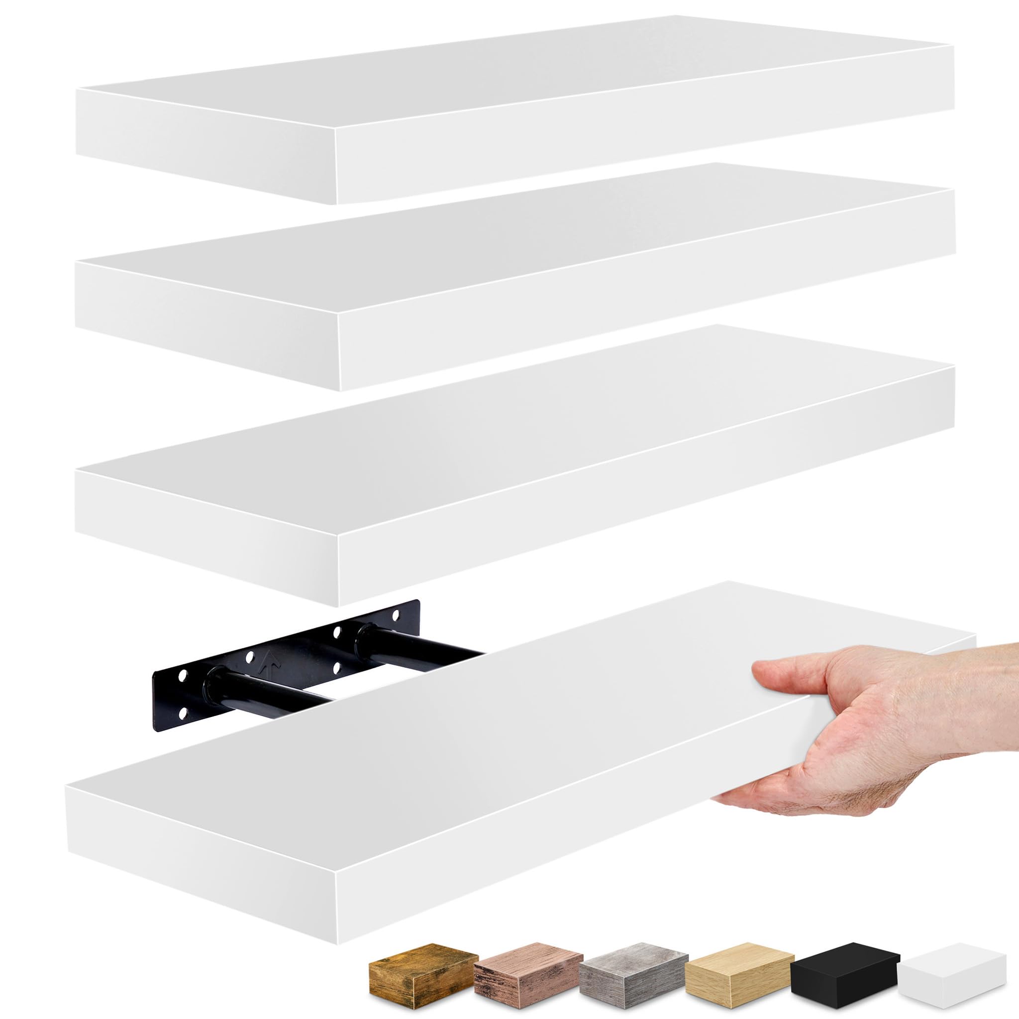 Sorbus Floating Shelves for Wall, Bathroom Shelves Wall Mounted for Kitchen, Bedroom, Living Room, Bathroom Storage, Over Toilet, Hanging Book Shelf for Wall Home Decor (4 Pack)