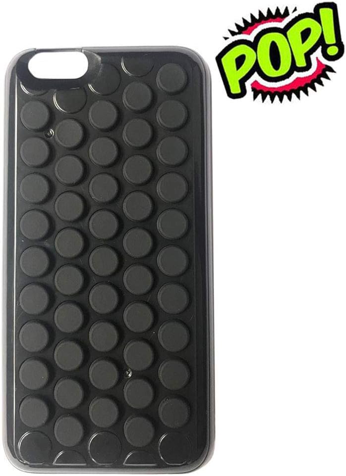 hhyct Cute Funny Popping Decompression Bubble Wrap Back Soft Silicone Case Cover for iPhone 6/6S 4.7 Inch (Black)