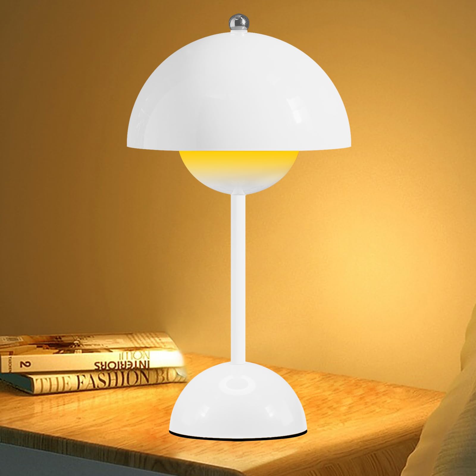 Lamparas de Mesita de Noche, Lampara de Mesa, Lampara Escritorio Sin Cable, Lampara de Noche 3 Colores Regulable Lampara Tactil, USB Recargable, para Dormitorio Salón (Blanco)