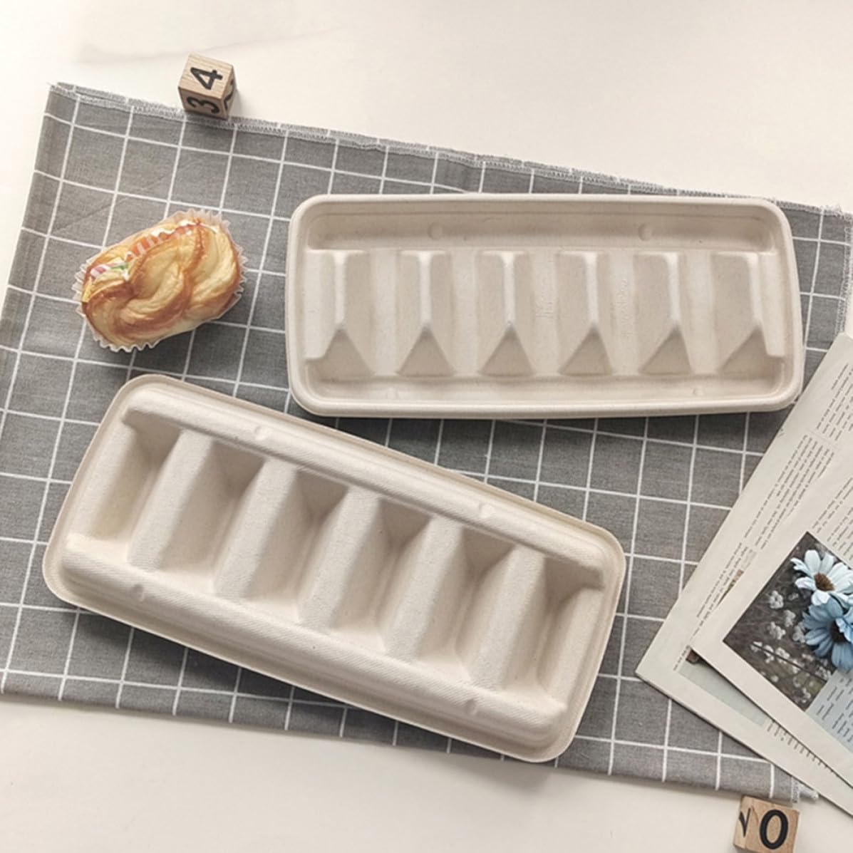 Angoily Porta Tacos Desechables Ligero y Práctico de Papel Beige, Paquete de 25 Unidades para Mantener Tacos Crujientes y Frescos en Eventos al Aire Libre