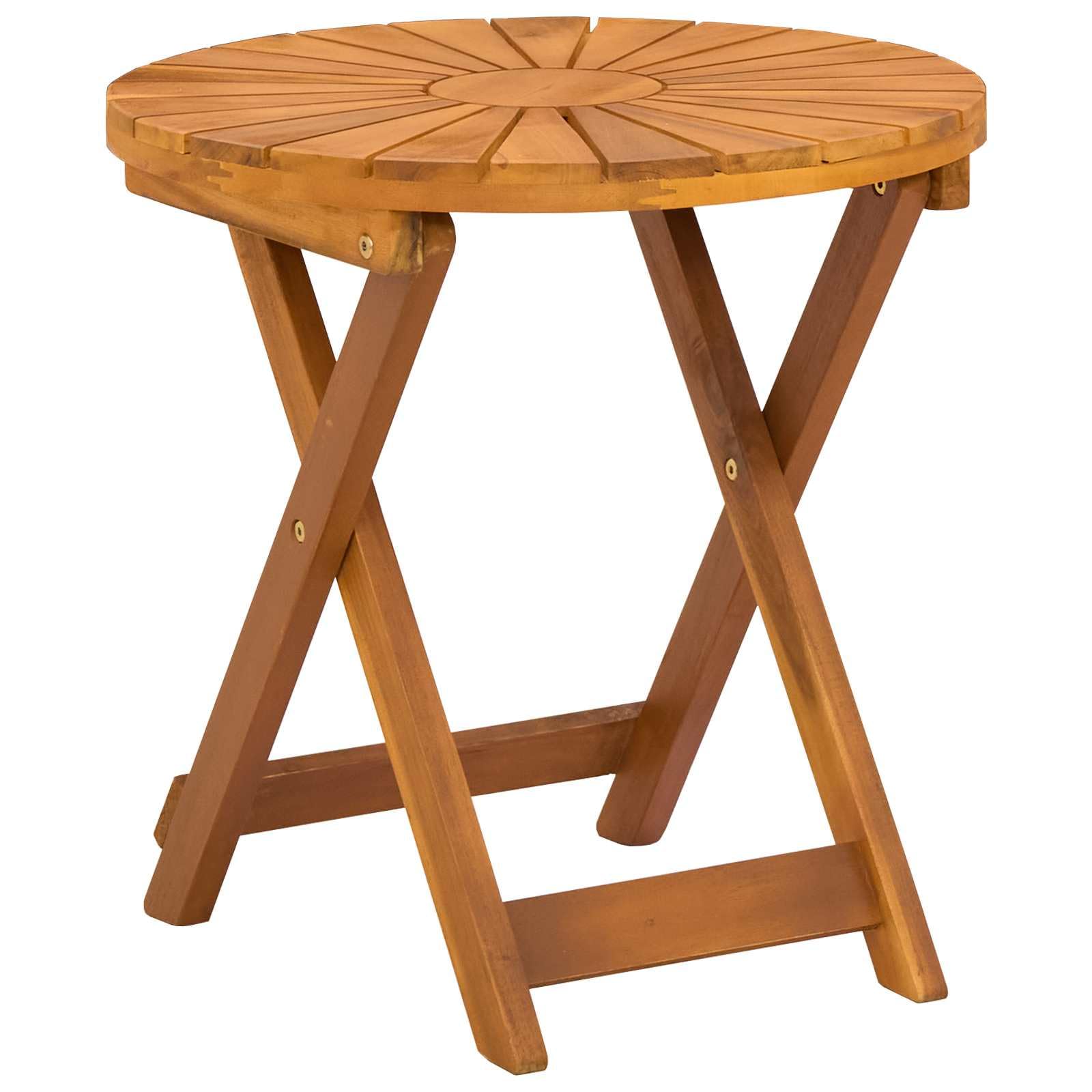 Mesa plegable de madera maciza de acacia, 45 x 45 cm de diámetro