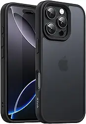 JETech Capa Matte para iPhone 16 Pro Max 6,9 Polegadas, Case Proteção Contra Quedas de Nível Militar à Prova de Choque, Capinha Traseira Translúcida Fosca, Anti-Impressão Digital (Preto)