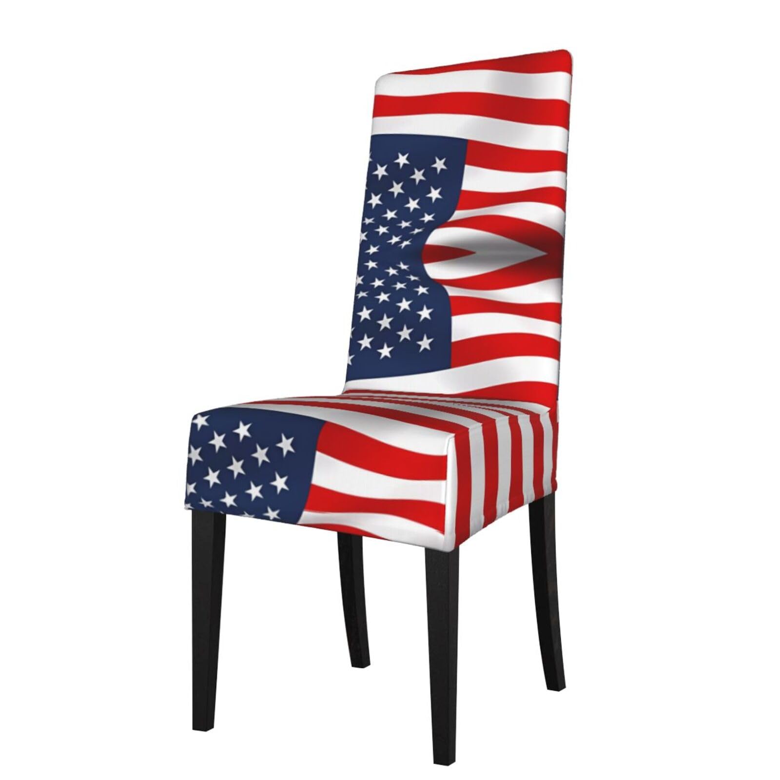 Hjfczh Black American Flag Patriotic Prints Dining Chair Throw Covers – Stretchy Spandex Furniture Layers For Refreshing Your Space - No Ironing Needed