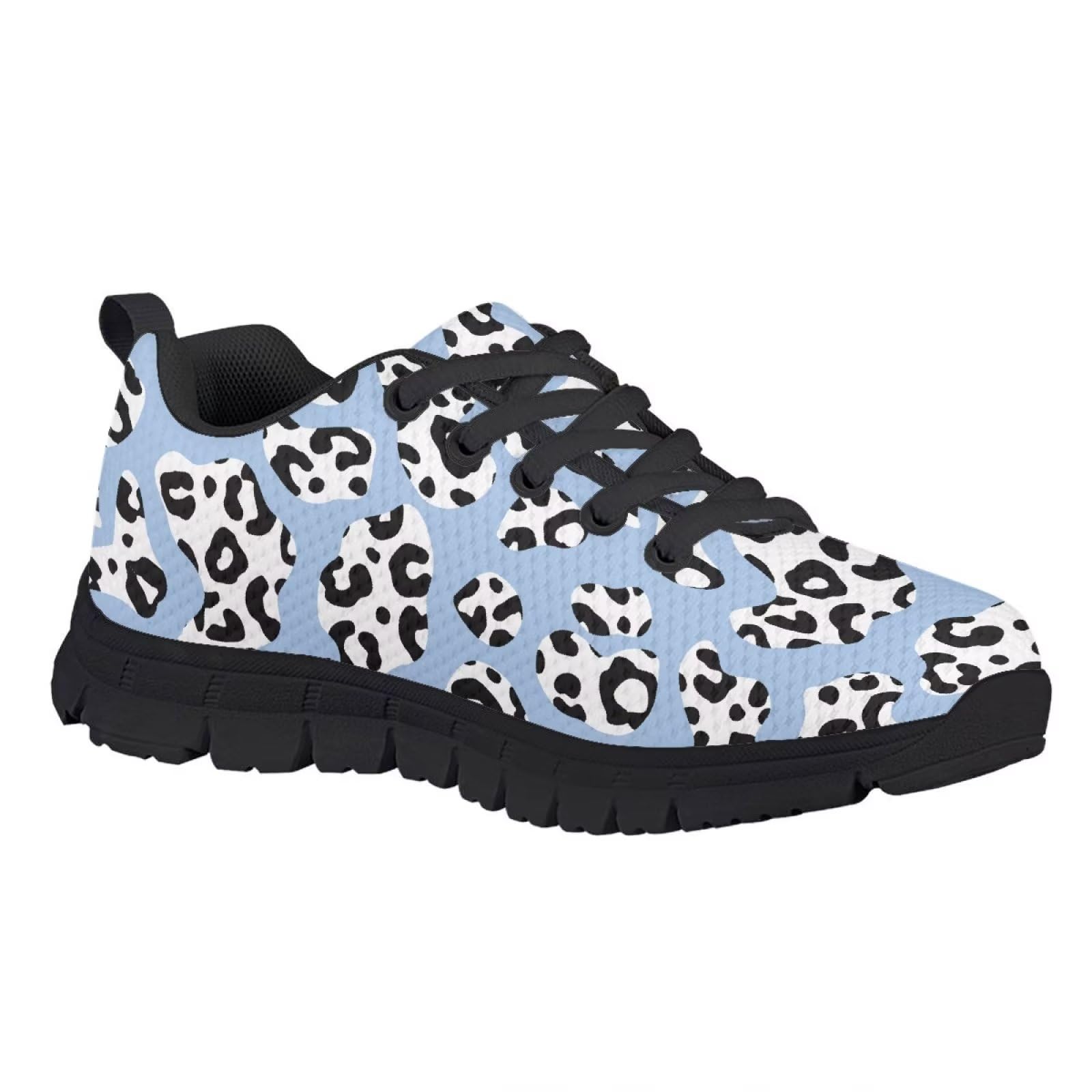 Viewamoon Blue Cow Print Kids Shoes Breathable & Soft Tennis Shoes Lightweight for Boys&Girls Sports Shoes 4 Black Sole Comfortable & Breathable for Hiking Exercise Training Running