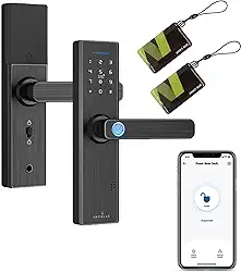 Fechadura Digital Inteligente Smart Lock, WIFI Fechadura compatível com Tuya APP+Transmissão de voz em português+Impressão digital, senhas, cartão e chave mecânica Desbloqueio (X1)