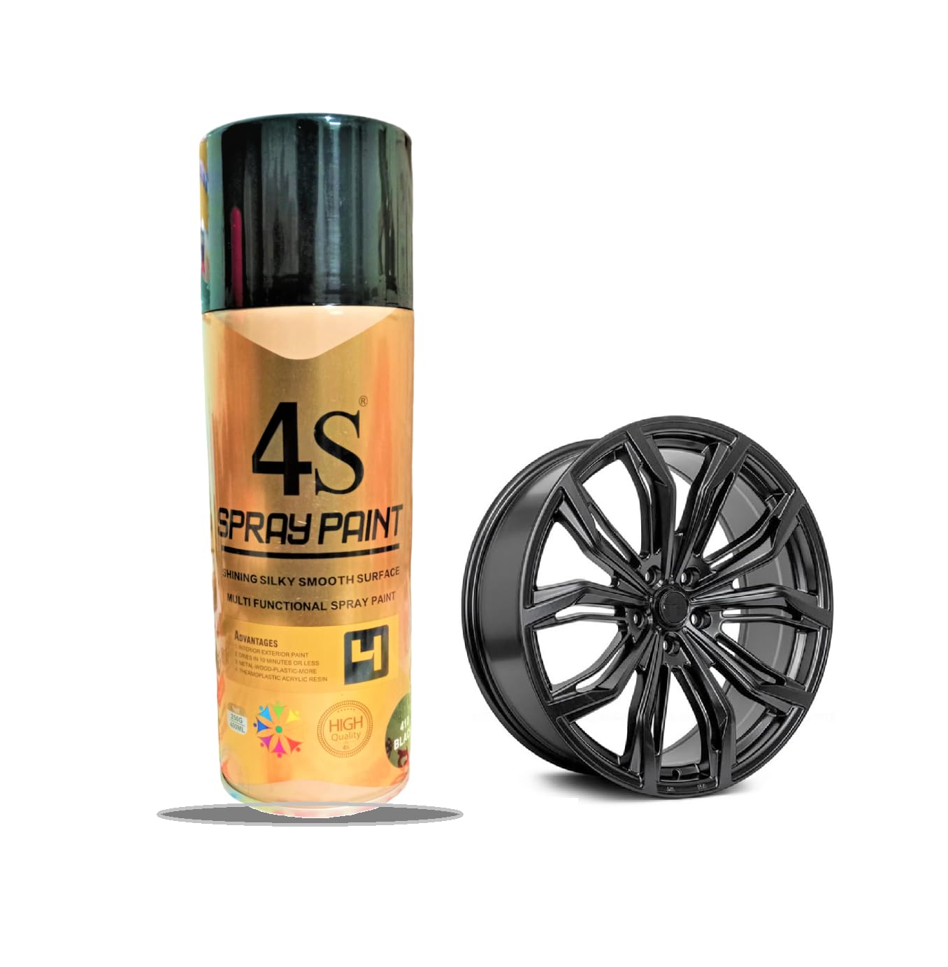 Conica 4S Black Glossy Spray Paint- Midnight Obsidian High Gloss Black Finish Paint for Metal, Wood, wall, Glass, etc. (Pack of 1, 400ML) (B0CZ6XZD57) Amazon Price History, Amazon Price Tracker