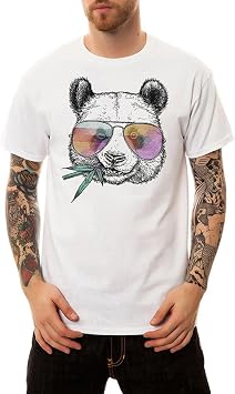 Mens Shirts Casual Bottoms Down | Panda Print Clothes Workout Shirts for Men | Loose Short Sleeve Shirt, Fashion Bottling Shirt Running Casual Wear Workout Summer, white