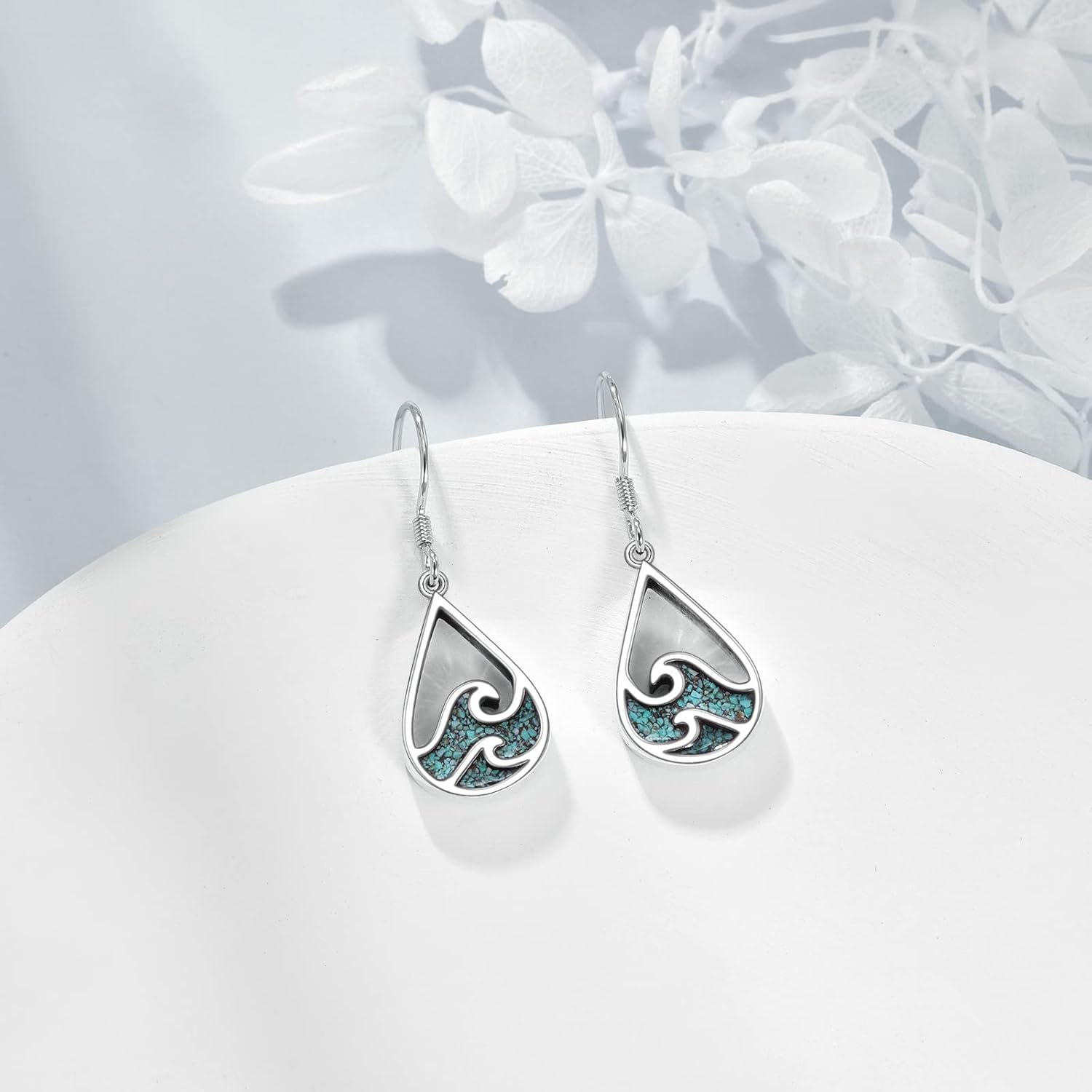 YFN Ocean Wave and Mountain Earrings Sterling Silver Dangle Drop Dangling Earrings Jewelry Gifts for Women - Image 2