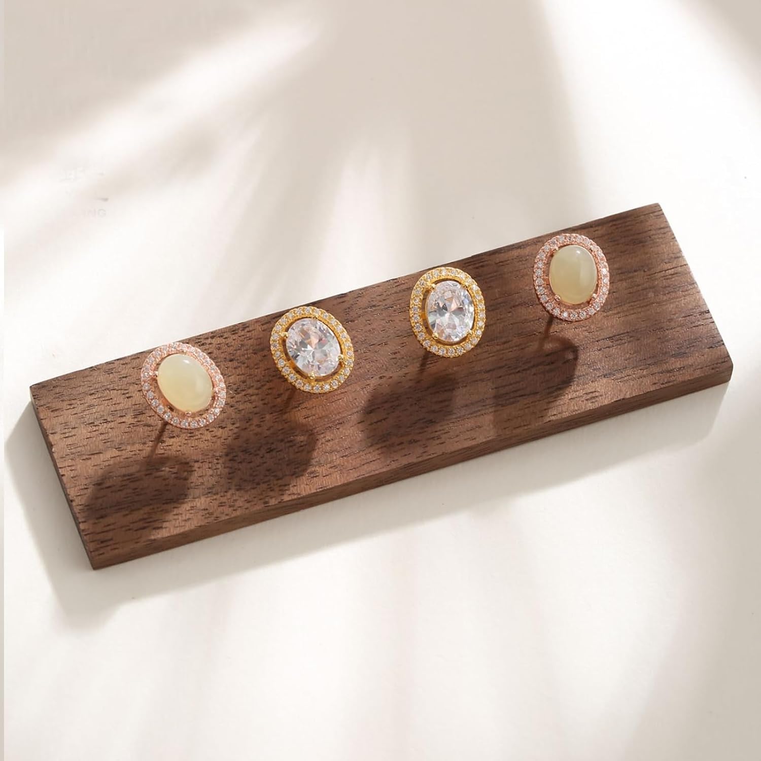 1 Pair 925 Sterling Silver Blank Earring Post, 7X9mm Oval Claw Prong Earring Settings for DIY Jewelry Making Crafts (Rose gold)