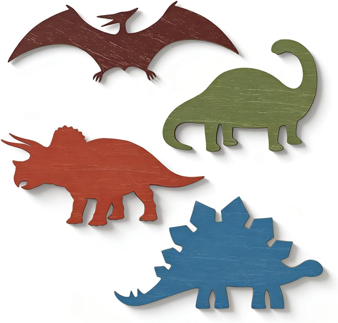 4 Pcs Dinosaur Wall Decors Wooden, Boys Dinosaurs Playroom Wall Decor, Farmhouse Dinosaur Gifts for Home Kitchen Bathroom Office Decoration