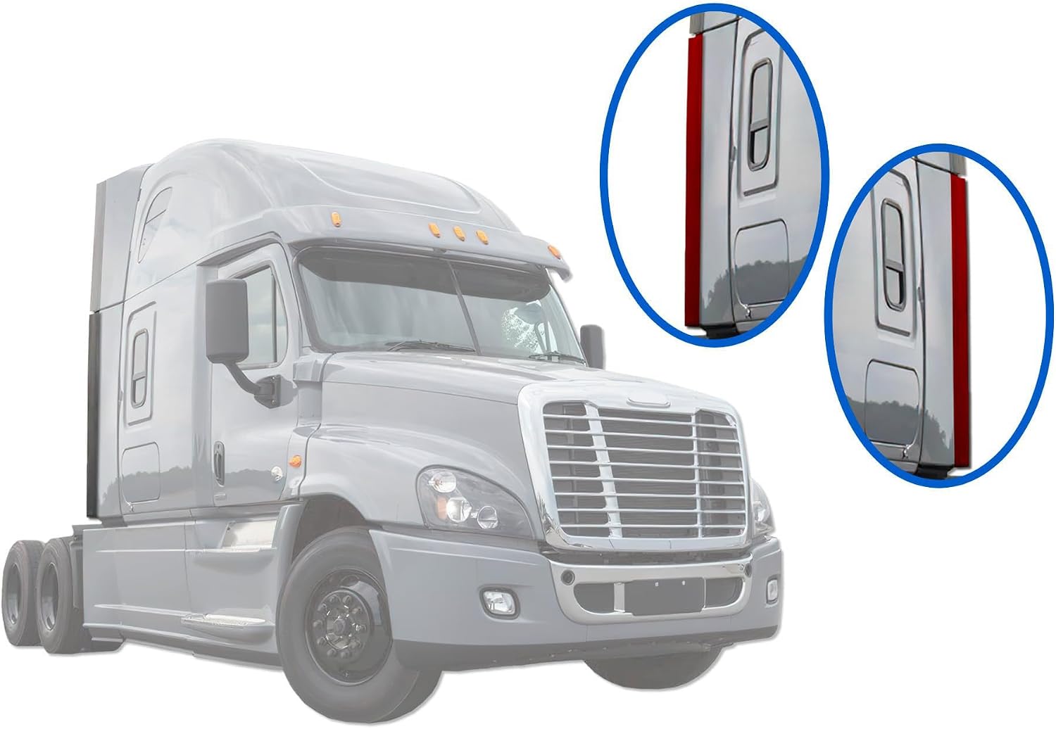 KOZAK Lower Cab Fairing Extensions Set, Right Passenger and Left Driver Side, Compatible with Freightliner Cascadia 2008-2016, Includes Logo, 2x 22" Windshield Wipers, License Plate Frame, Vest