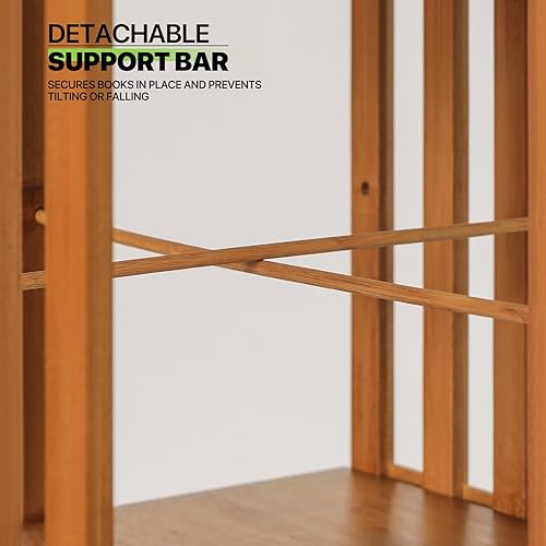 Miniatura 5 de Magshion Estantería giratoria de 6 niveles, estante esquinero de bambú, 70.5 pulgadas de alto, organizador de almacenamiento giratorio de pie, sala