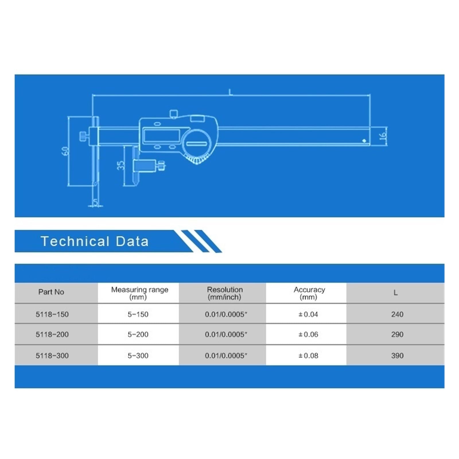 Cyfrowa suwmiarka centralna 5-150/5-200/5-300 mm elektroniczny suwmiarka cyfrowa ze stali nierdzewnej (5-300 mm)