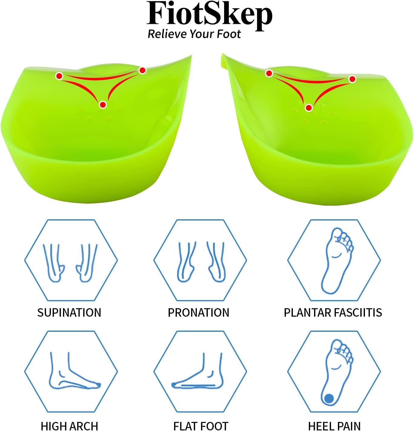 3/4 Original High Arch Inserts Firm Orthotics for Plantar Fasciitis Flat Feet Over-Pronation, Comfort Metatarsal Pad Support Insoles Relief Heel Spur Pain - Image 3