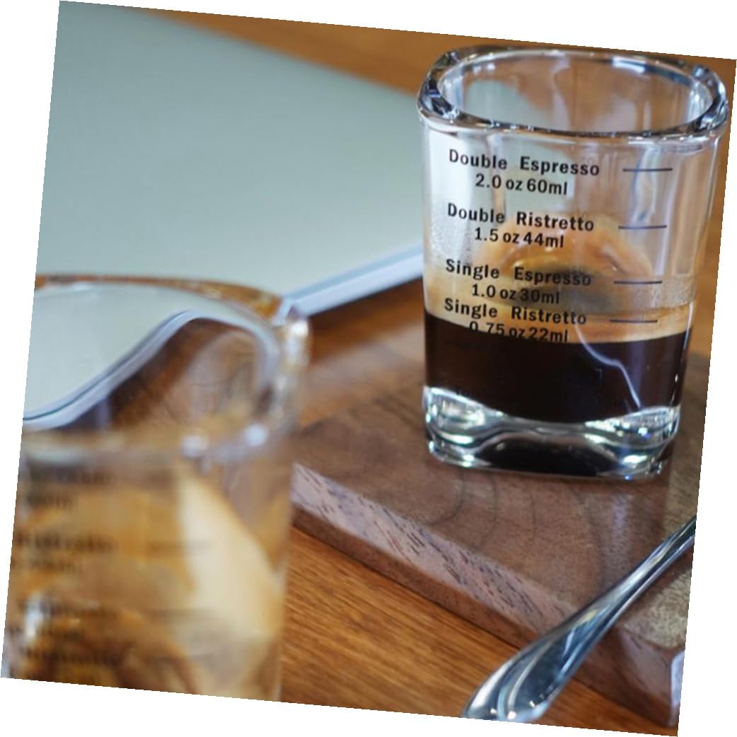 Lurrose 6 Stück Espressotassen aus Borosilikatglas mit Skala 60 ml Messbecher für Kaffee und Tee Hitzebeständig Kreatives Design für Zuhause und Schule