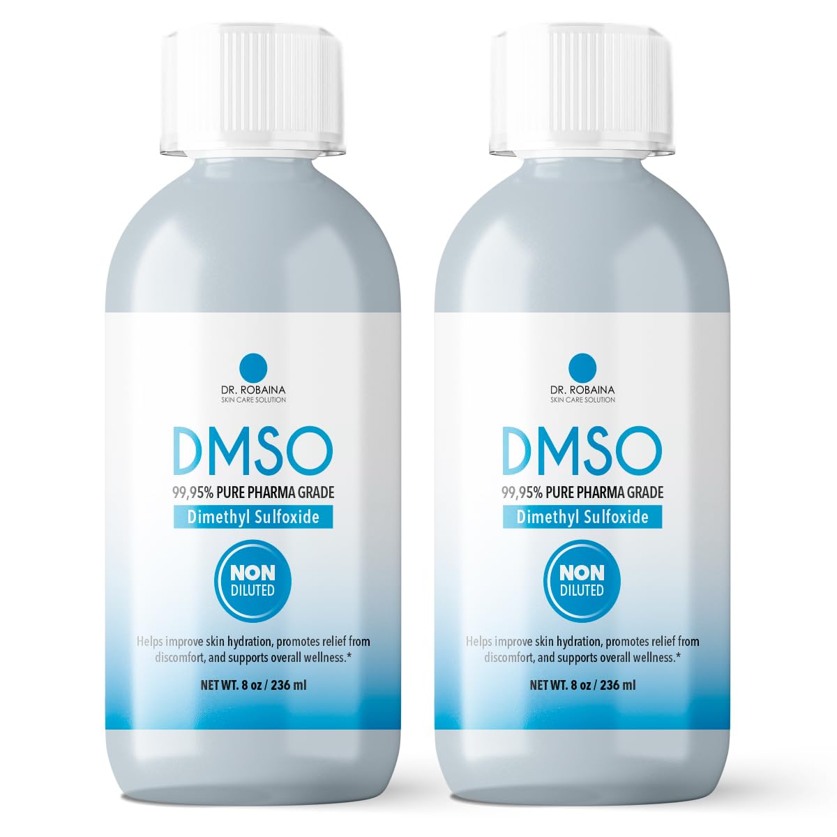 DMSO Liquid – 99.9% Pure Pharma Grade Dimethyl Sulfoxide | Supports Skin Hydration & Overall Wellness | Non-Diluted, Low Odor | Made in USA | 8 oz by Dr. Robaina (2 Pack)