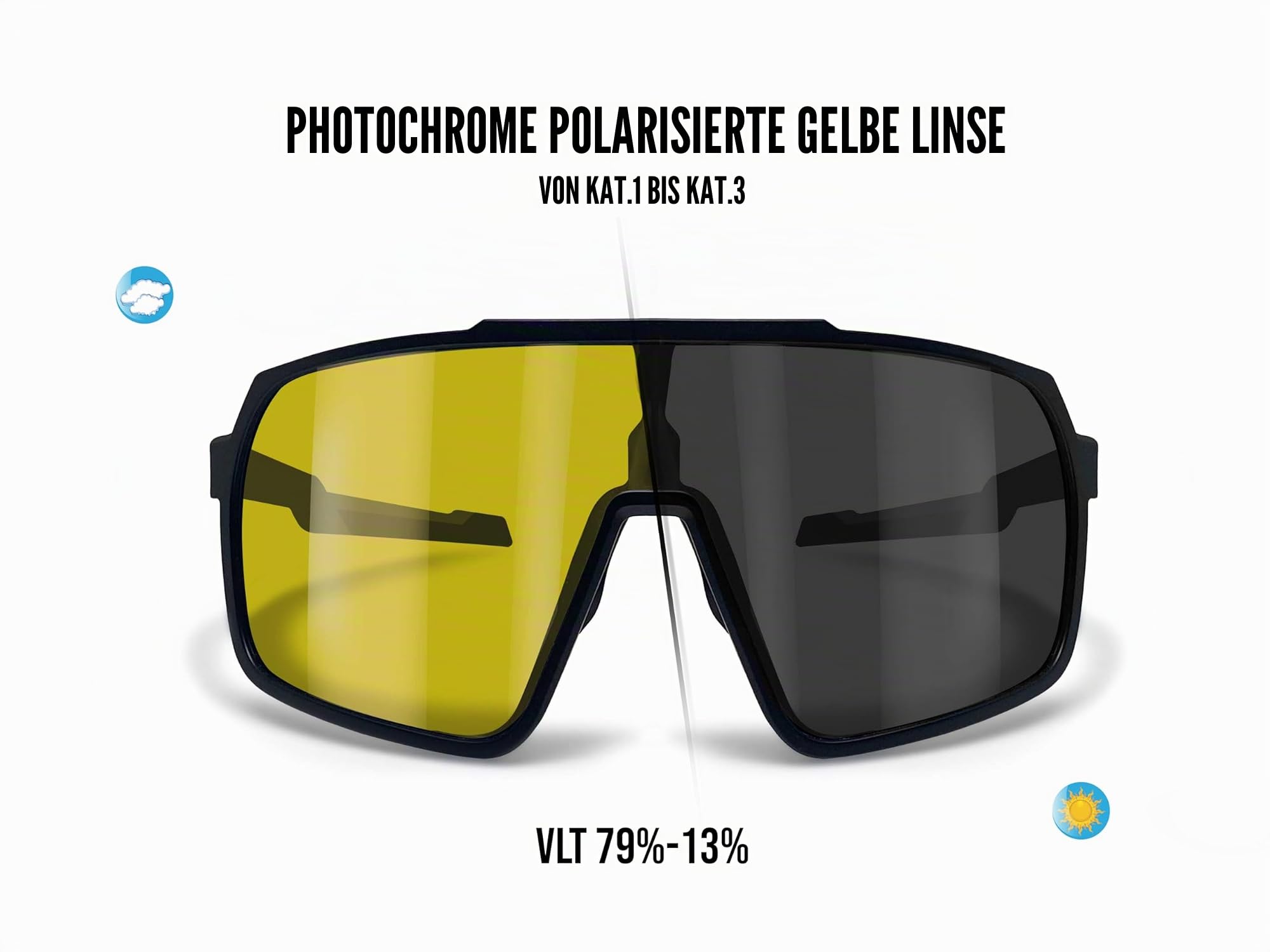 BERTONI Radfahren MTB Lauf Sportbrille für Männer Frauen in TR90 Antibeschlag Weitwinkelobjektiv mod. GEMINI