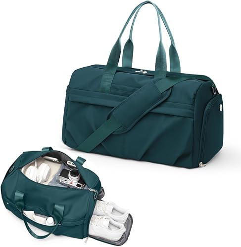 Bolsa de gimnasio para mujeres y hombres con compartimento para zapatos, bolsa de lona deportiva, impermeable, para viajes, fin de semana, bolsa de