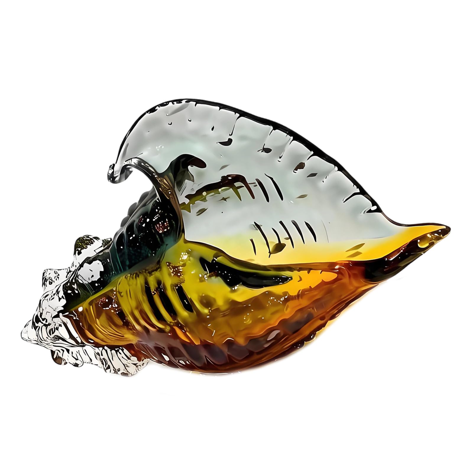 Sculpture artistique de conque de mer : figurine déco en verre soufflé