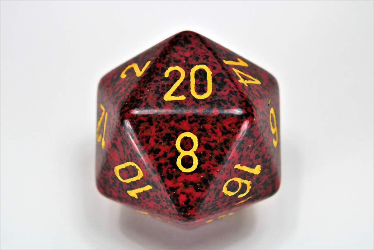 Chessex 34mm Single Speckled Mercury D20 Die, 20 Sides, Polyhedral Die, Table Game Accessories, Role Play, for Dungeons and Dragons(D&D)
