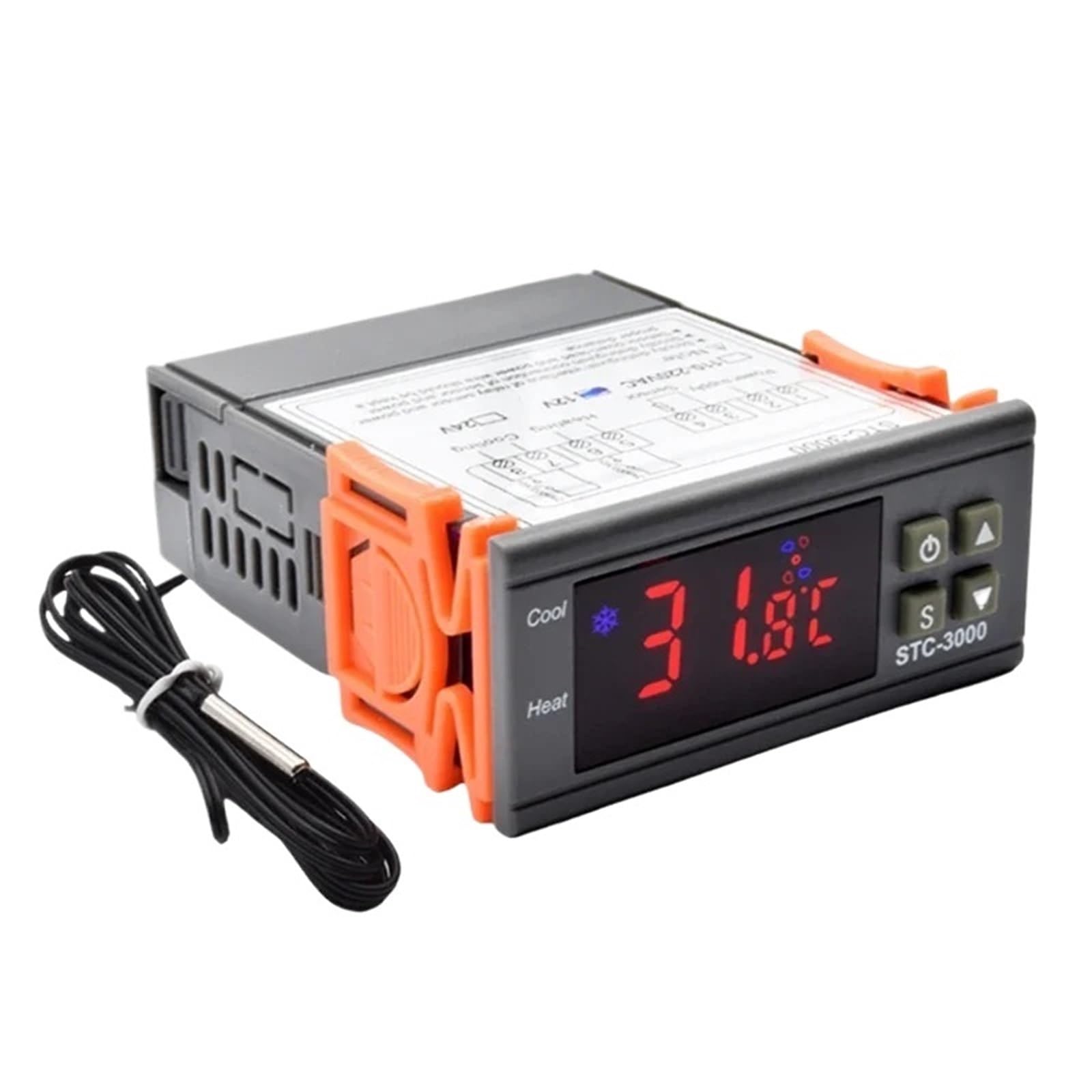 STC-3000 LED cyfrowy mikrokomputerowy regulator temperatury, termostat z wyświetlaczem C/F AC220 V DC12 V ogrzewanie chłodzenie termoregulator (DC 12 V)