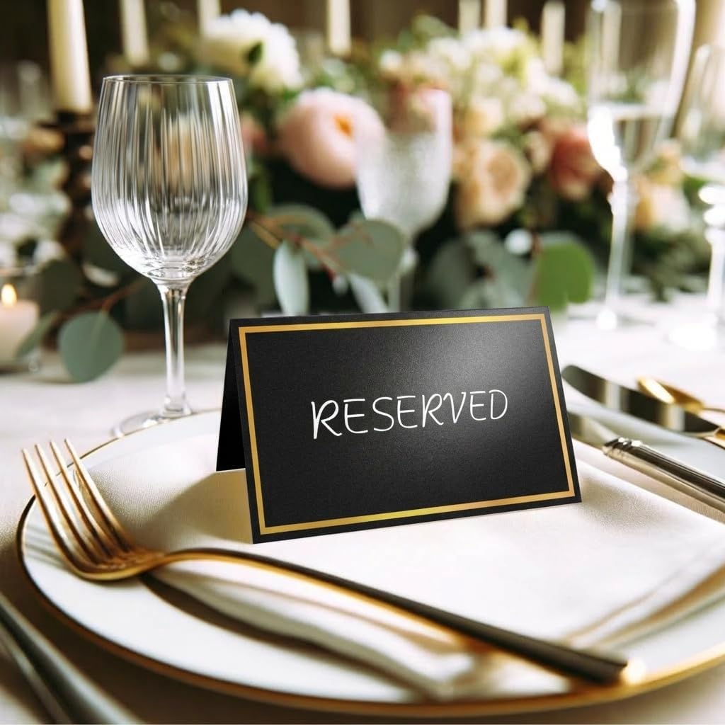 Place Cards for Table Setting,250g Premium Tent Cards, Black