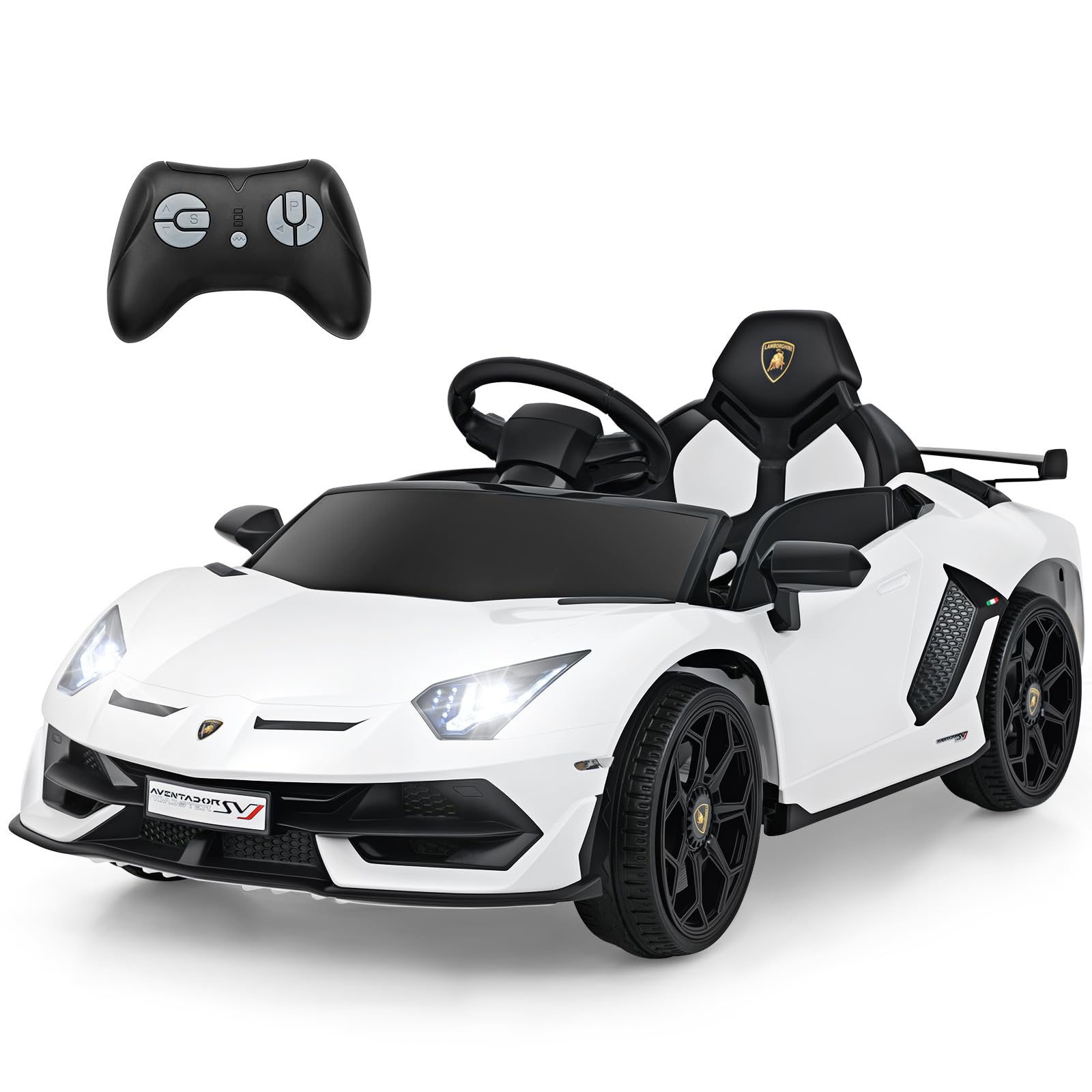 SOARS Macchina Elettrica per Bambini Lamborghini SVJ 12V (Bianco)
