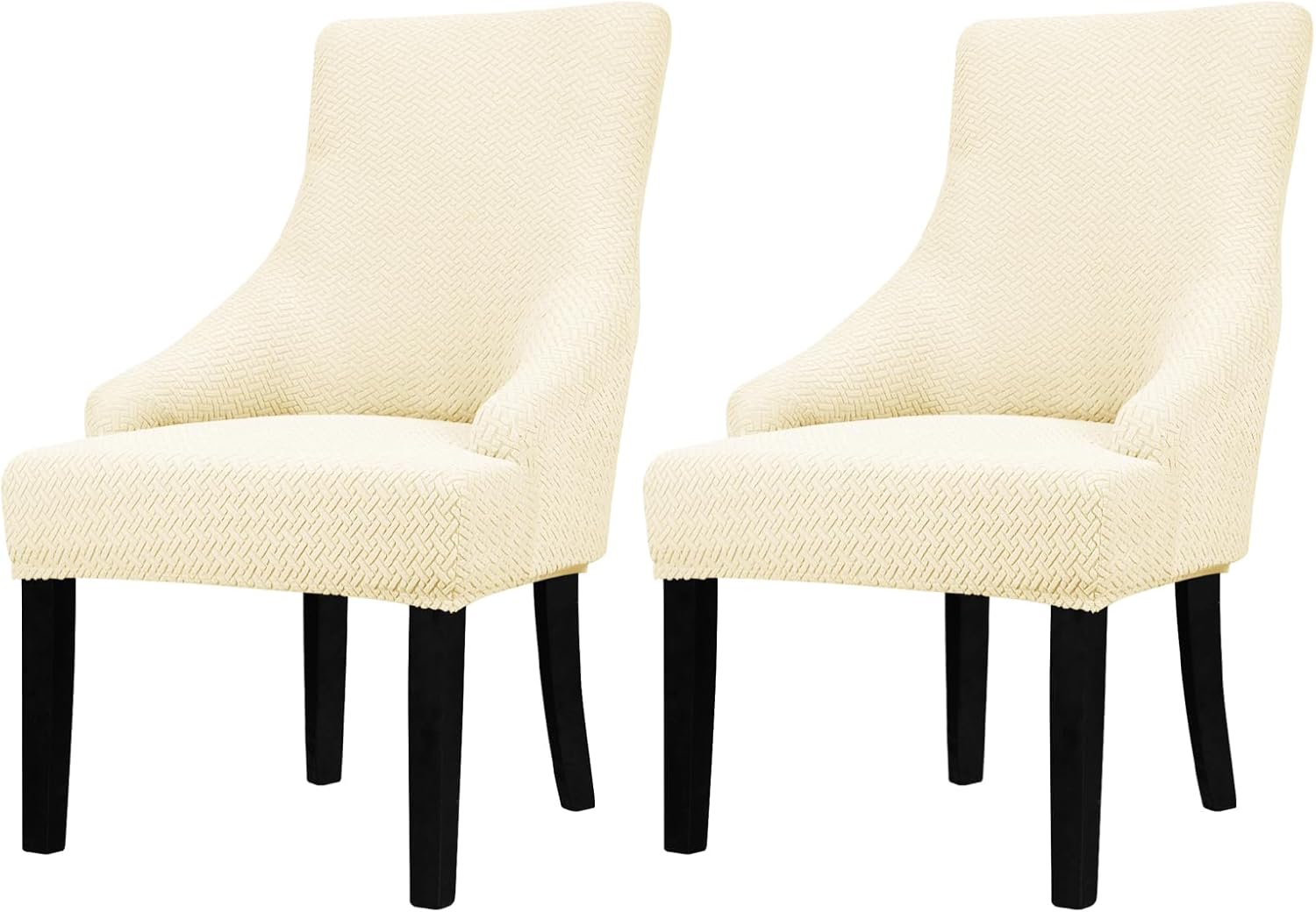 Lellen Stretch Wingback Chair Cover Slipcover - Reusable Wingback Side Chair Slipcover,Accent Chair Cover,Arm Protector Seat Cover,Wing Chair Cover for Dining Living Room Home（2PCS,Cream）
