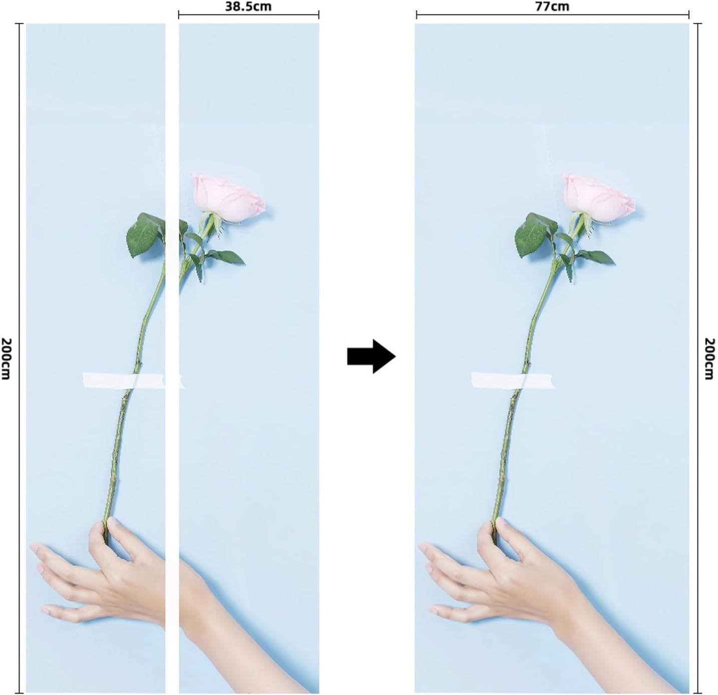 A.Monamour 3D Door Stickers for Interior Doors A Hand Holding A Pink Rose Against Blue Wall Abstract Art Vinyl Waterproof Self Adhesive Door Mural Decals for Bedroom Office Bathroom 77 x 200cm